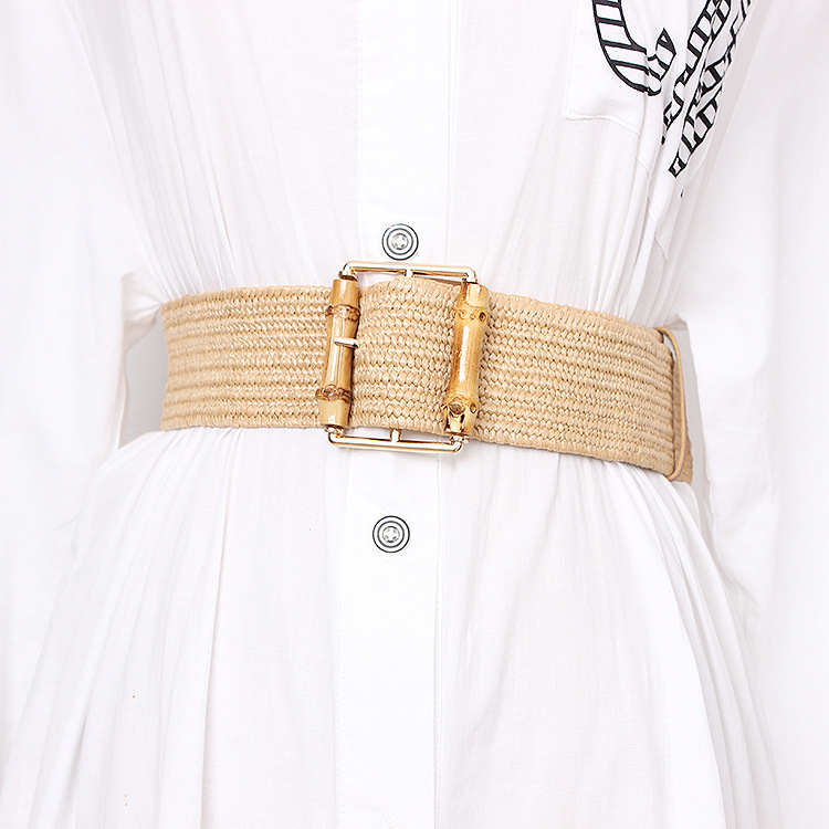 New Elastic Weaving Women's Be - Off White Belt ulasan dan harga
