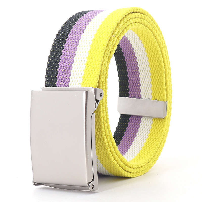 120cm Colorful Stripes Canvas  - Off White Belt ulasan dan harga