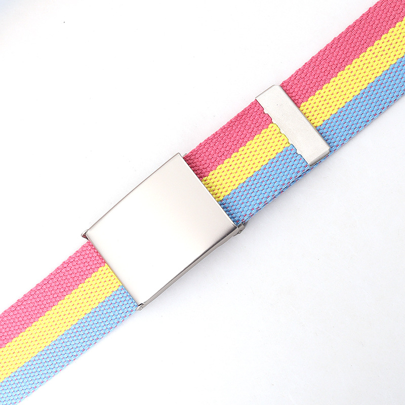120cm Colorful Stripes Canvas  - Off White Belt ulasan dan harga