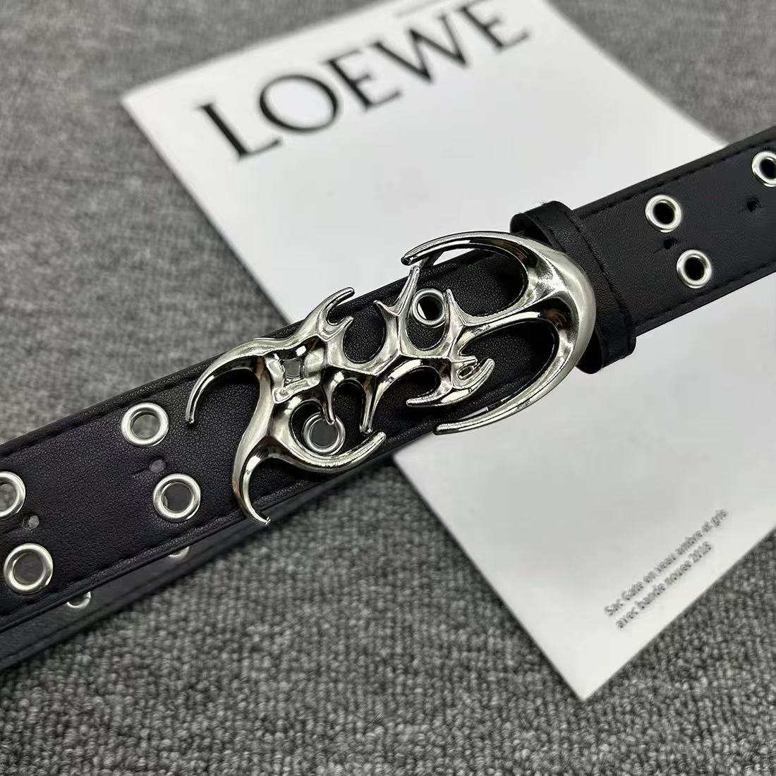 New Stylish Y2K Hollow PU Leat - Off White Belt ulasan dan harga