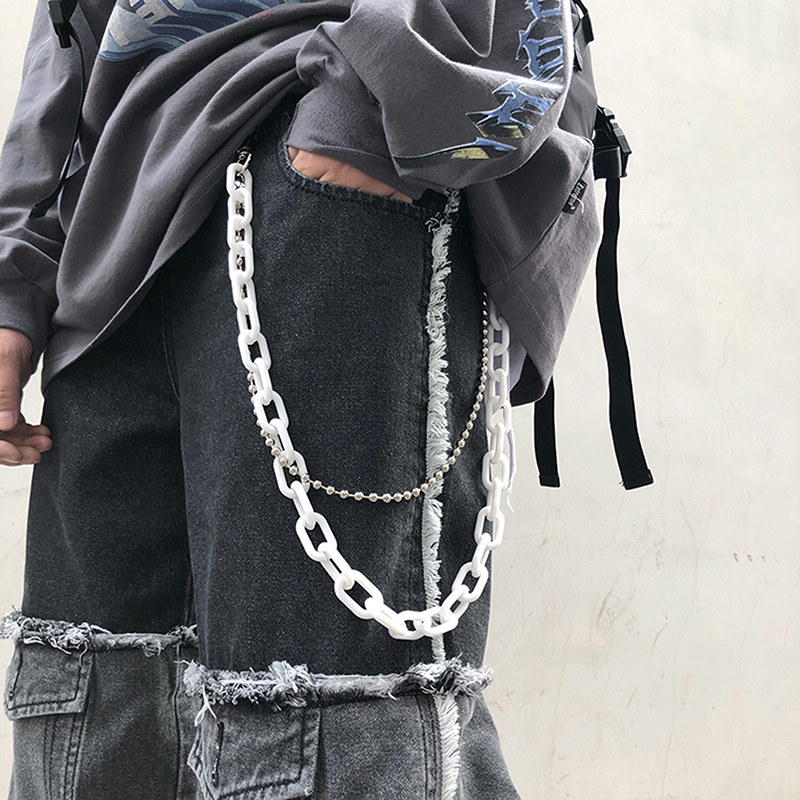 Removable Punk Waist Chain Bel - Off White Belt ulasan dan harga