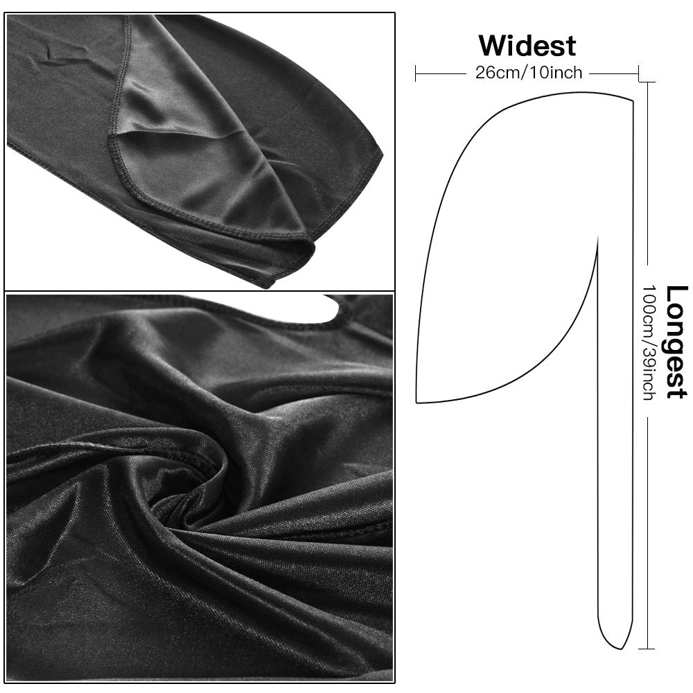 Black Satin Silky Durag Long T - Streetwear Brand Hats ulasan dan harga